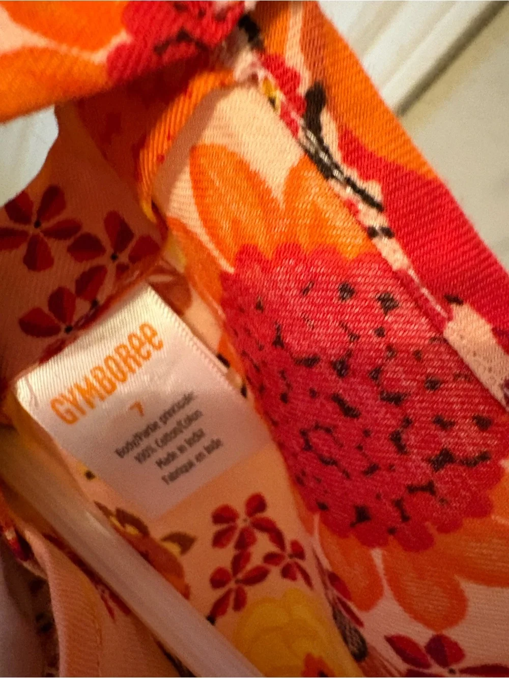 Gymboree Pink Floral Tiered Short Sleeve Dress with Orange Accents